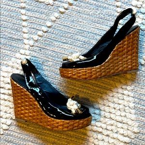 Tory Burch sling back rope knot wedge